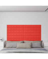 Panneaux muraux 12 pcs Rouge 90x15 cm Similicuir 1,62 m² | Mobilier & Déco