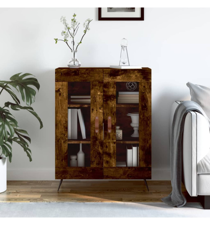 Buffet chêne fumé 69,5x34x90 cm bois d'ingénierie | Mobilier & Déco