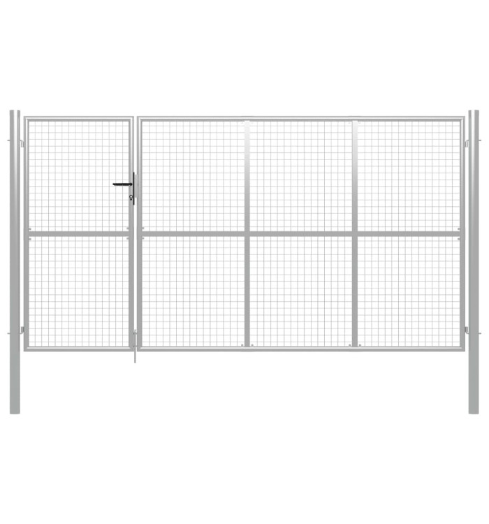 Portillon Acier 350 x 150 cm Argenté | Mobilier & Déco