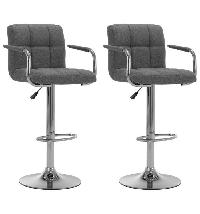Chaises de bar lot de 2 gris clair tissu | Mobilier & Déco