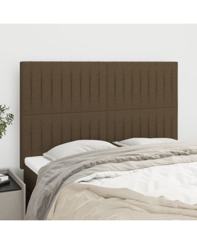 Têtes de lit 4 pcs Marron foncé 72x5x78/88 cm Tissu | Mobilier & Déco