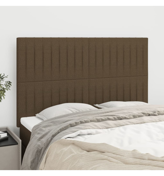Têtes de lit 4 pcs Marron foncé 72x5x78/88 cm Tissu | Mobilier & Déco