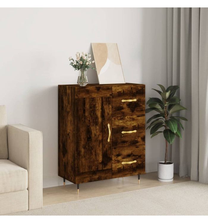 Buffet chêne fumé 69,5x34x90 cm bois d'ingénierie | Mobilier & Déco