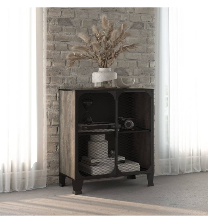 Armoire de rangement Gris 72x36x82 cm Métal et MDF | Mobilier & Déco