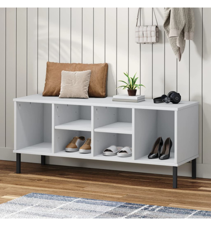Étagère à chaussures pieds en métal Blanc 106x35x45cm Bois OSLO | Mobilier & Déco