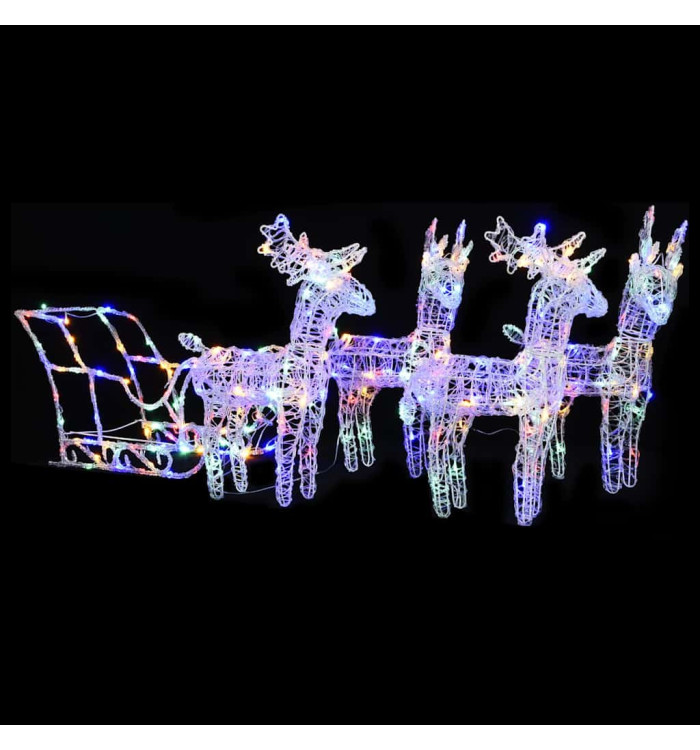 Décoration de Noël Rennes et traîneau 280x28x55 cm Acrylique | Mobilier & Déco