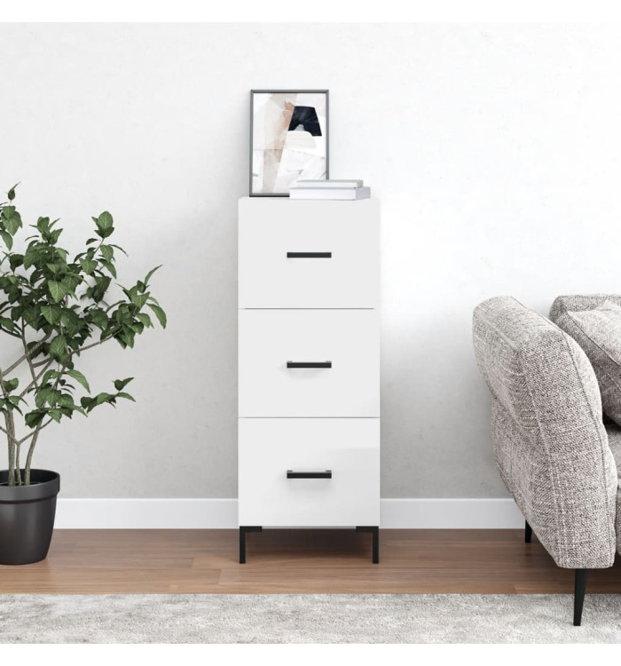 Buffet Blanc brillant 34,5x34x90 cm Bois d'ingénierie | Mobilier & Déco