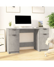 Bureau avec armoire latérale Gris béton Bois d'ingénierie | Mobilier & Déco