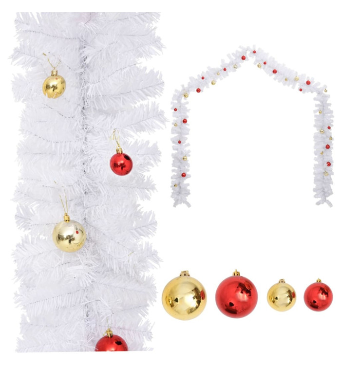 Guirlande de Noël décorée avec boules Blanc 5 m | Mobilier & Déco