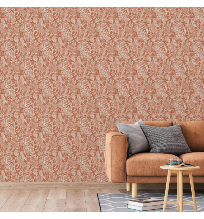 DUTCH WALLCOVERINGS Papier peint Mae Orange et beige | Mobilier & Déco