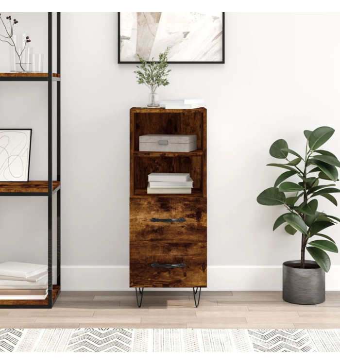 Buffet Chêne fumé 34,5x34x90 cm Bois d'ingénierie | Mobilier & Déco