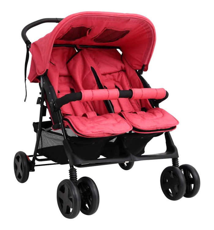 Poussette à deux places Rouge Acier | Mobilier & Déco