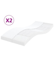 Matelas en mousse 2 pcs blanc 80x200 cm 7 zones dureté 20 ILD | Mobilier & Déco