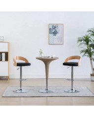 Tabourets de bar lot de 2 noir similicuir et bois courbé | Mobilier & Déco