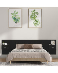 Tête de lit avec armoires Noir Bois d’ingénierie | Mobilier & Déco