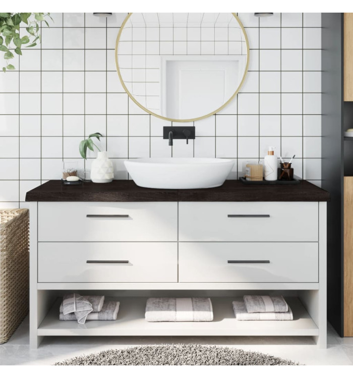 Comptoir de salle de bain marron foncé bois massif traité | Mobilier & Déco