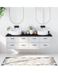 Comptoir de salle de bain marron foncé bois massif traité | Mobilier & Déco