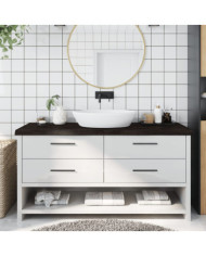 Comptoir de salle de bain marron foncé bois massif traité | Mobilier & Déco
