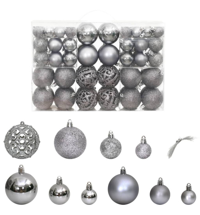 Boules de Noël 100 pcs gris 3 / 4 / 6 cm | Mobilier & Déco