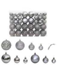 Boules de Noël 100 pcs gris 3 / 4 / 6 cm | Mobilier & Déco