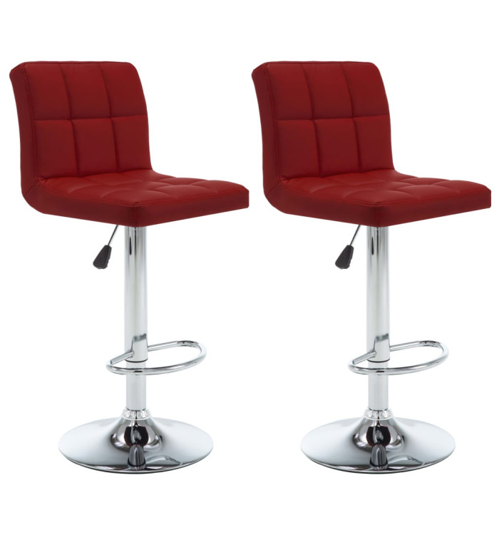 Tabourets de bar lot de 2 rouge bordeaux similicuir | Mobilier & Déco