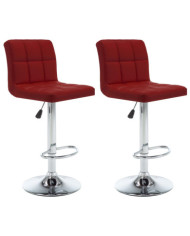 Tabourets de bar lot de 2 rouge bordeaux similicuir | Mobilier & Déco