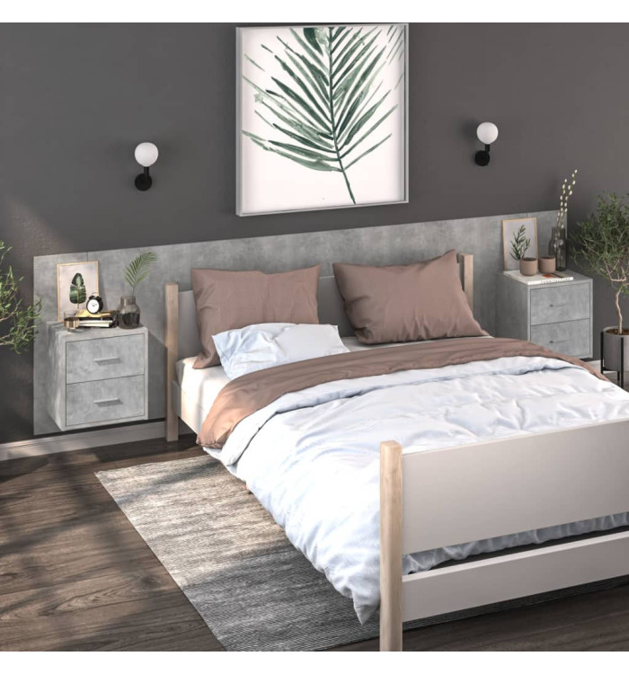 Tables de chevet murales 2 pcs Gris béton | Mobilier & Déco