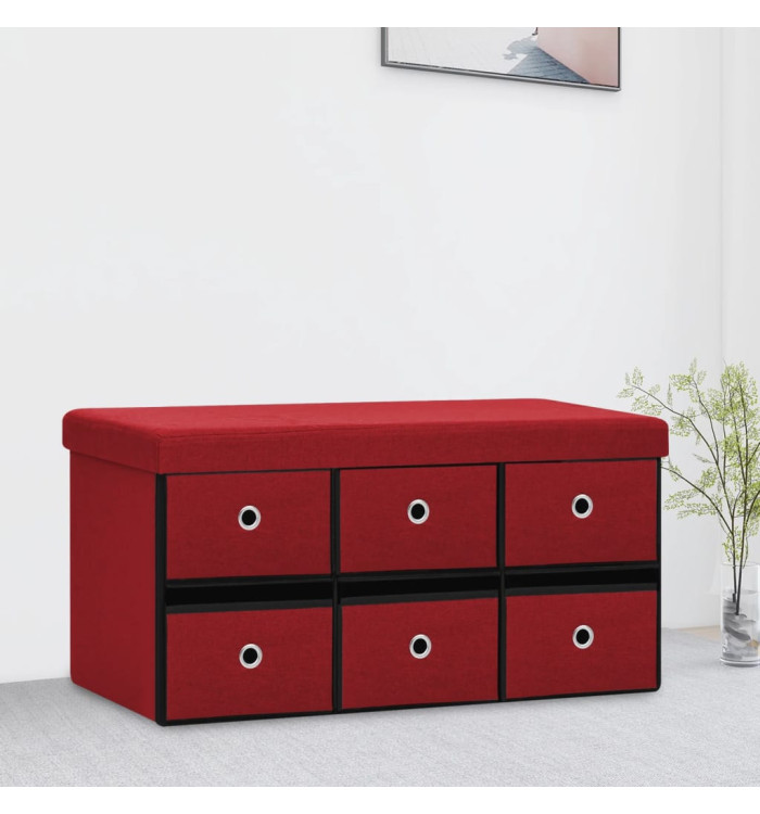Banc de rangement pliable Bordeaux 76x38x38 cm Faux lin | Mobilier & Déco