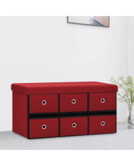 Banc de rangement pliable Bordeaux 76x38x38 cm Faux lin | Mobilier & Déco