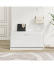 Banc à chaussures Blanc brillant 80x24x45 cm Bois d'ingénierie | Mobilier & Déco