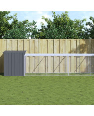 Poulailler avec cour anthracite 110x609x110 cm acier galvanisé | Mobilier & Déco