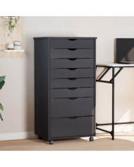 Armoire roulante avec tiroirs MOSS gris bois de pin solide | Mobilier & Déco