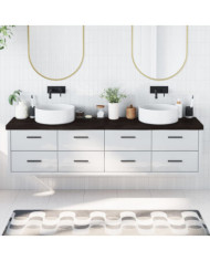 Comptoir de salle de bain marron foncé bois massif traité | Mobilier & Déco