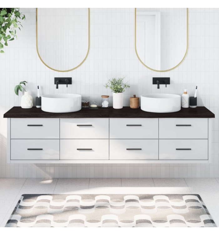 Comptoir de salle de bain marron foncé bois massif traité | Mobilier & Déco