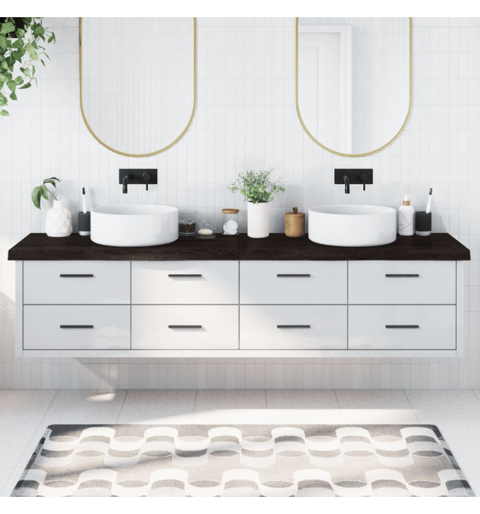 Comptoir de salle de bain marron foncé bois massif traité | Mobilier & Déco