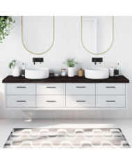 Comptoir de salle de bain marron foncé bois massif traité | Mobilier & Déco