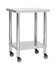 Table de travail de cuisine avec roues 60x30x85 cm Inox | Mobilier & Déco