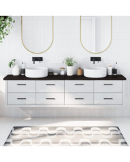 Comptoir de salle de bain marron foncé bois massif traité | Mobilier & Déco