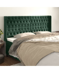 Tête de lit avec oreilles Vert foncé 203x16x118/128 cm Velours | Mobilier & Déco