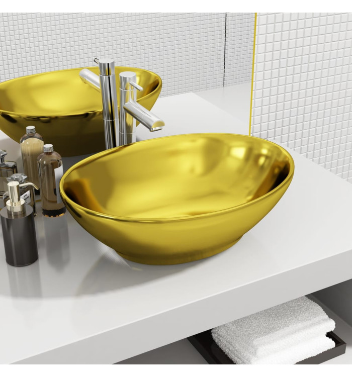 Lavabo 40 x 33 x 13,5 cm Céramique Doré | Mobilier & Déco
