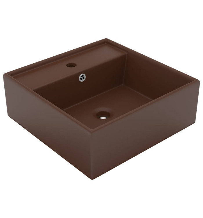 Lavabo carré à trop-plein Marron foncé mat 41x41 cm Céramique | Mobilier & Déco