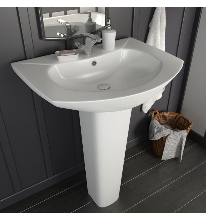 Vasque autoportant avec socle Céramique Blanc 650x520x200 mm | Mobilier & Déco