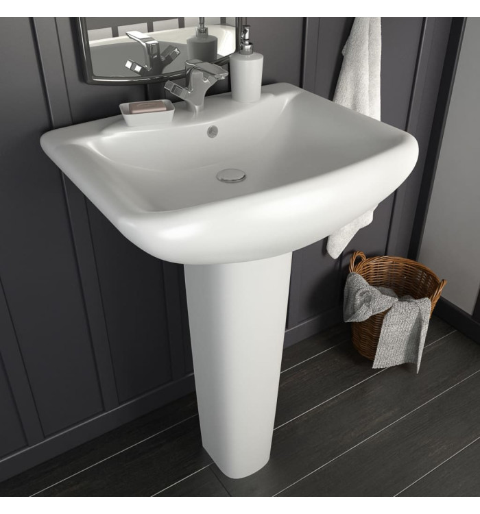 Lavabo autoportant avec socle Céramique Blanc 580x470x200 mm | Mobilier & Déco