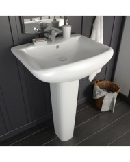 Lavabo autoportant avec socle Céramique Blanc 580x470x200 mm | Mobilier & Déco