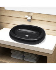 Vasque ovale céramique Noir pour salle de bain | Mobilier & Déco
