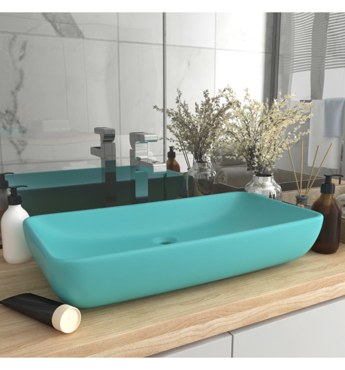 Lavabo de luxe rectangulaire Vert clair mat 71x38 cm Céramique | Mobilier & Déco