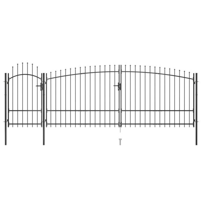 Portail de clôture de jardin avec dessus en lance 5x2,25 m Noir | Mobilier & Déco