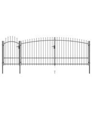 Portail de clôture de jardin avec dessus en lance 5x2,25 m Noir | Mobilier & Déco
