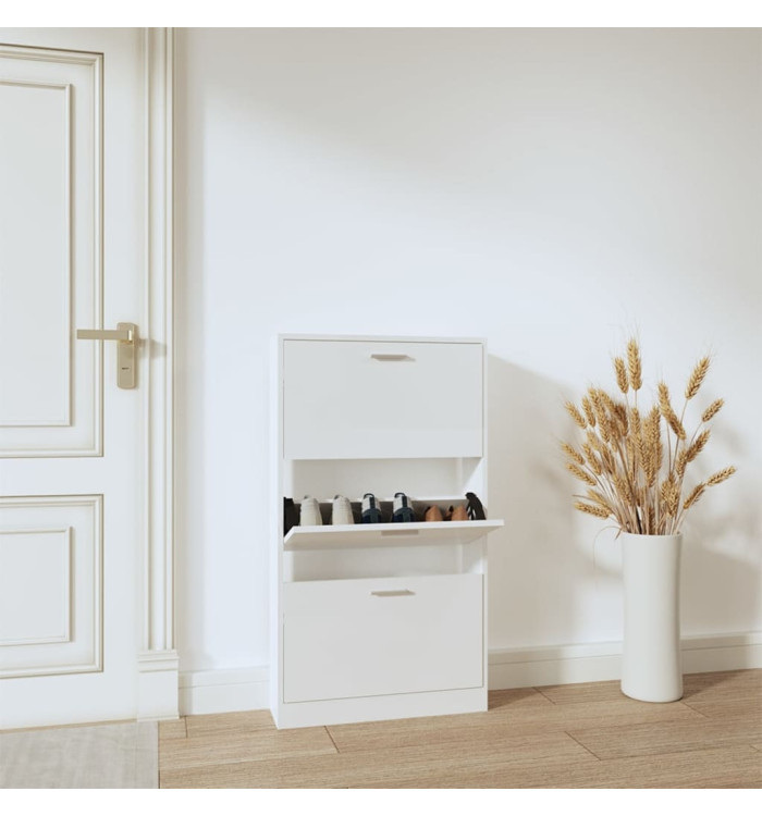 Armoire à chaussure Blanc brillant 59x17x108 cm Bois ingénierie | Mobilier & Déco
