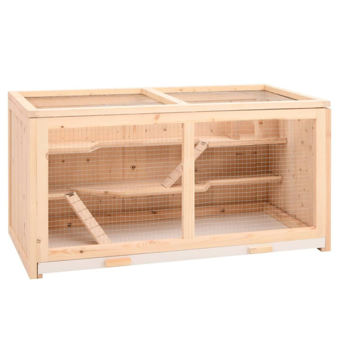 Cage à hamster 89,5x45x45 cm bois massif de sapin | Mobilier & Déco